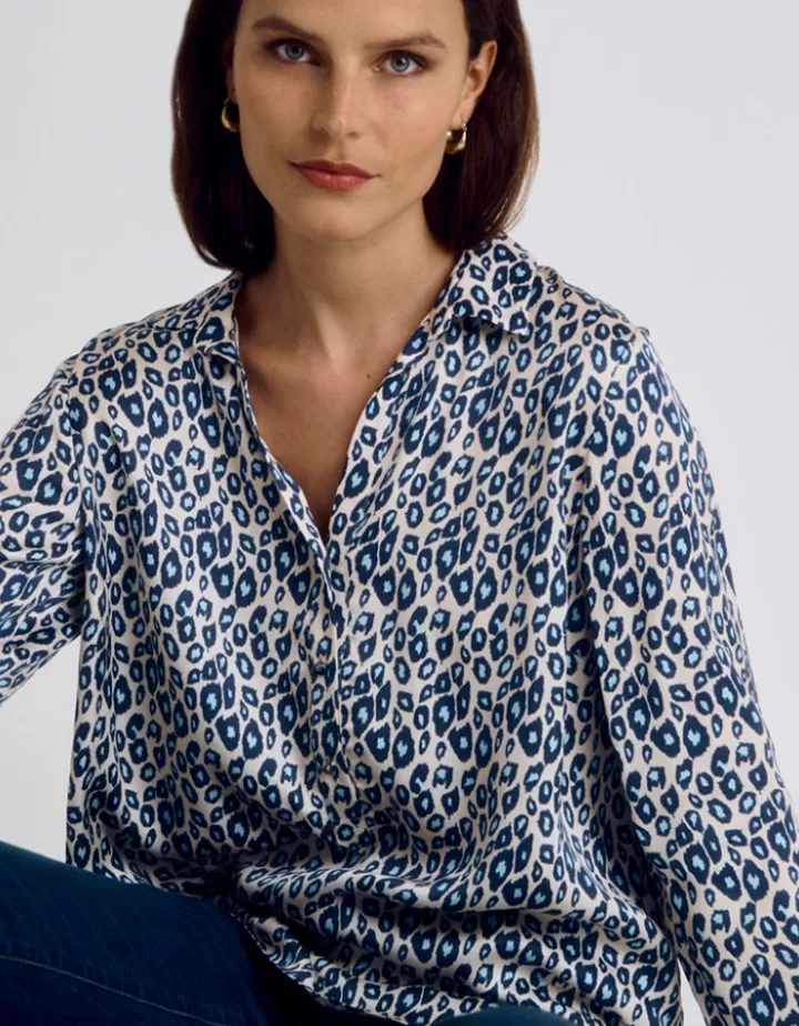 Tops & Chemises>DEVERNOIS Chemisier imprimé En satin de viscose Ecru