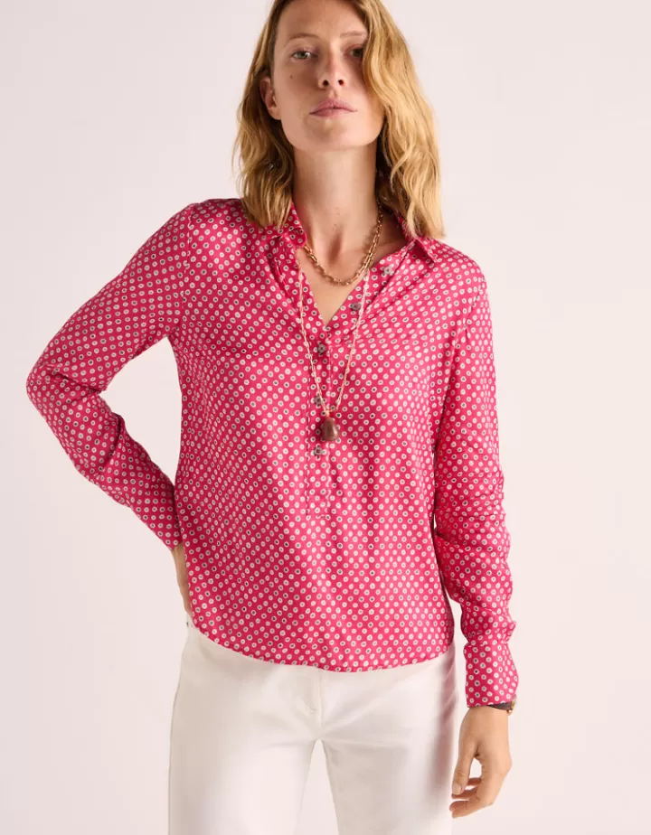 Tops & Chemises>DEVERNOIS Chemisier imprimé En twill de viscose Rose