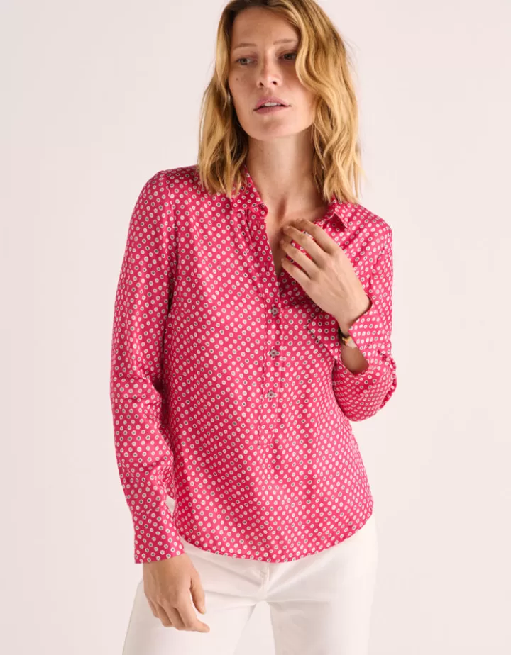 Tops & Chemises>DEVERNOIS Chemisier imprimé En twill de viscose Rose