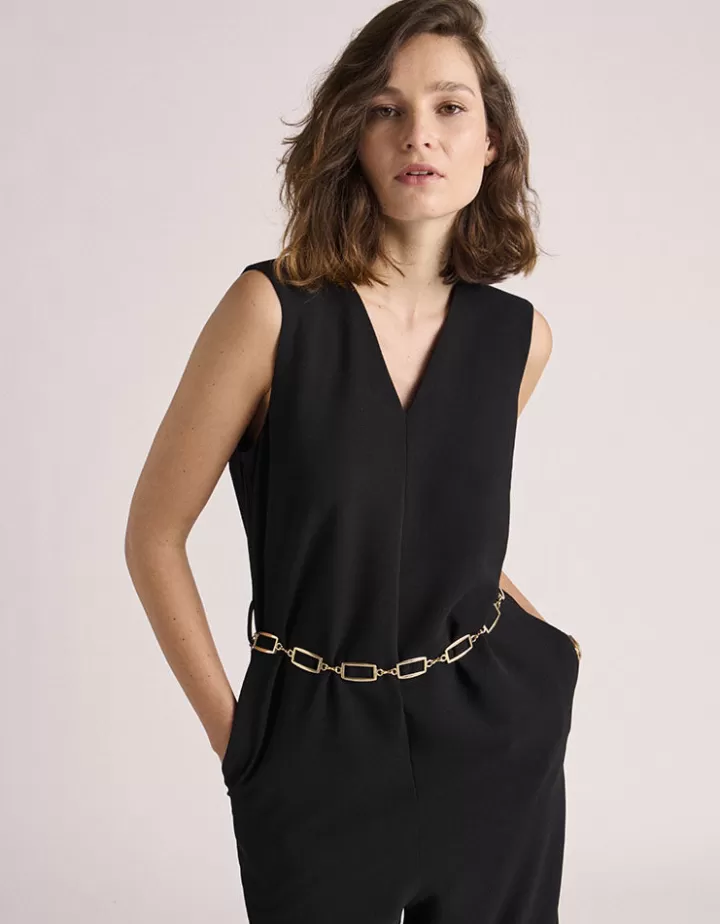 Pantalons>DEVERNOIS Combinaison En crêpe fluide Noir