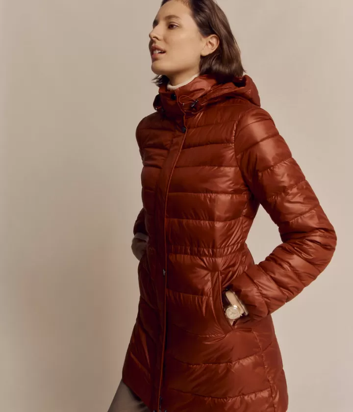 Vestes & Manteaux>DEVERNOIS Doudoune 3/4 Capuche amovible Rougeharissa