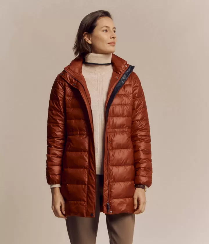 Vestes & Manteaux>DEVERNOIS Doudoune 3/4 Capuche amovible Rougeharissa
