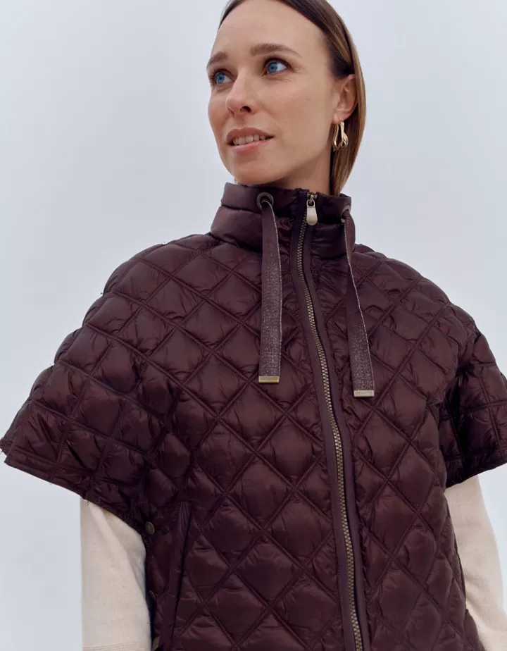 Vestes & Manteaux>DEVERNOIS Doudoune Coupe poncho Marronchocolat