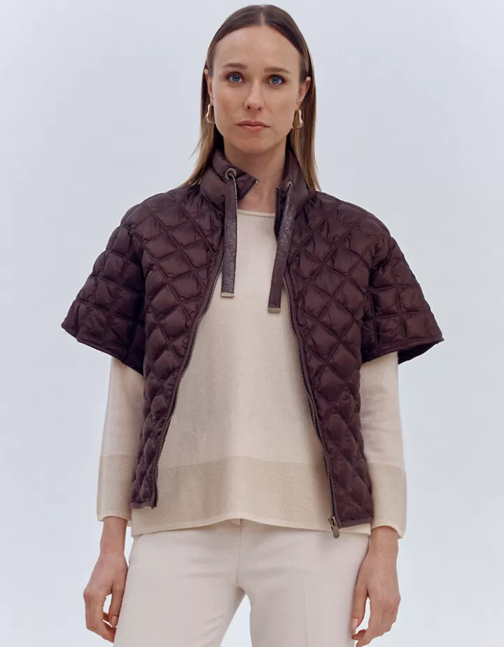 Vestes & Manteaux>DEVERNOIS Doudoune Coupe poncho Marronchocolat