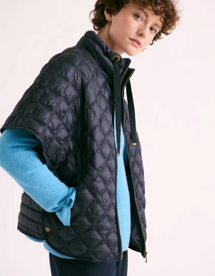 Vestes & Manteaux>DEVERNOIS Doudoune courte Coupe poncho Marine