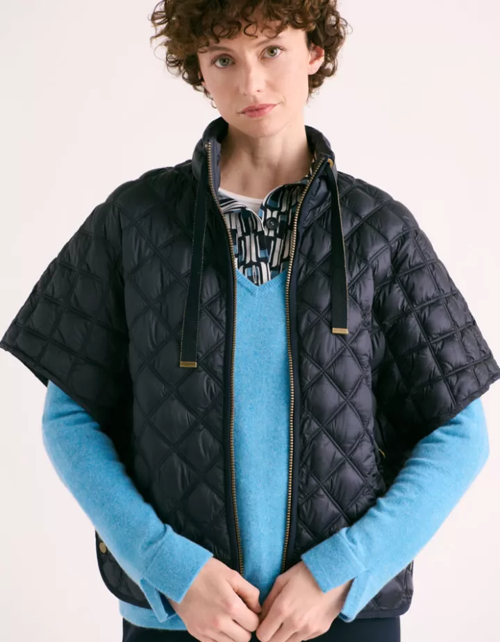 Vestes & Manteaux>DEVERNOIS Doudoune courte Coupe poncho Marine