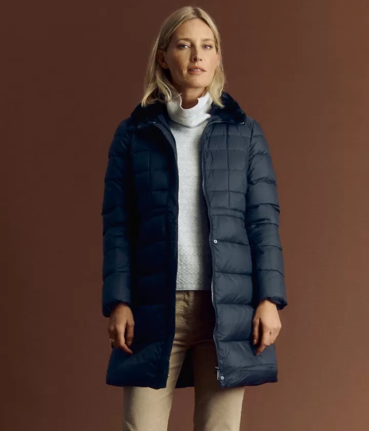 Vestes & Manteaux>DEVERNOIS Doudoune longue en plumes Capuche intégrée Noir