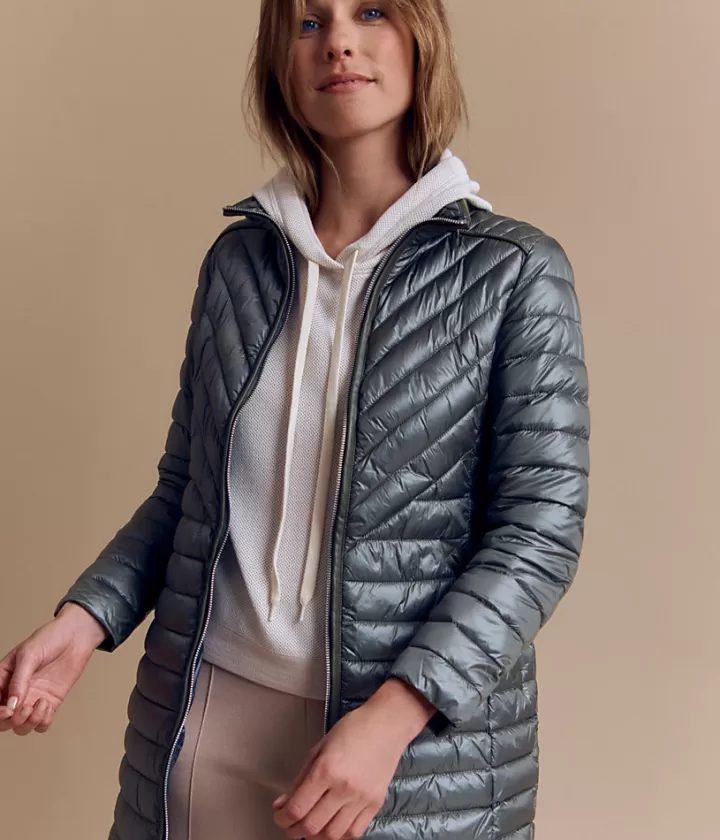Vestes & Manteaux>DEVERNOIS Doudoune longue Matelassée et avec capuche Vertgarrigue