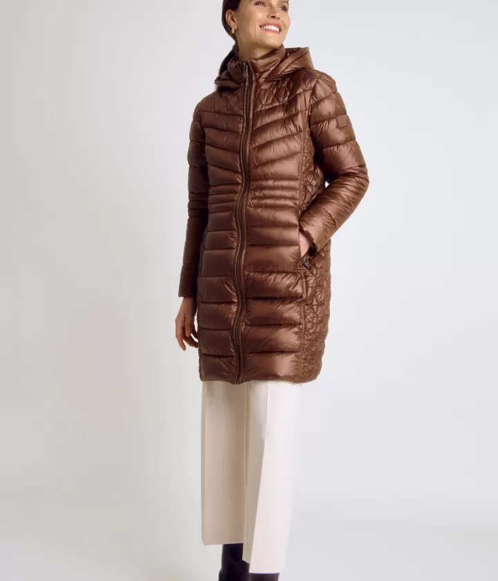 Vestes & Manteaux>DEVERNOIS Doudoune mi-longue À capuche Cuivre