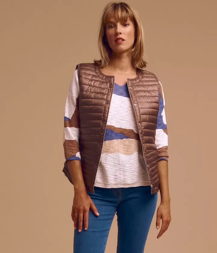 Vestes & Manteaux>DEVERNOIS Doudoune sans manche ouatinée Réversible Marronchoco