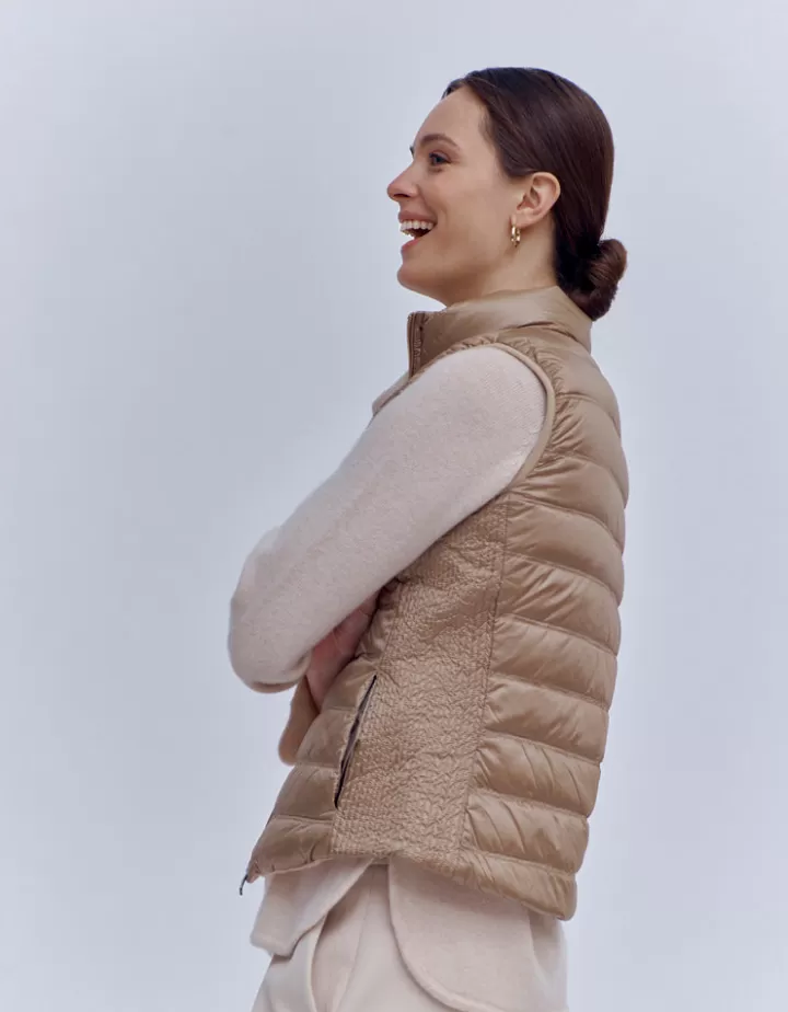 Vestes & Manteaux>DEVERNOIS Doudoune sans manches Réversible Beigecoquille
