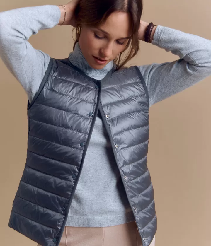 Vestes & Manteaux>DEVERNOIS Doudoune sans manches Réversible Beige