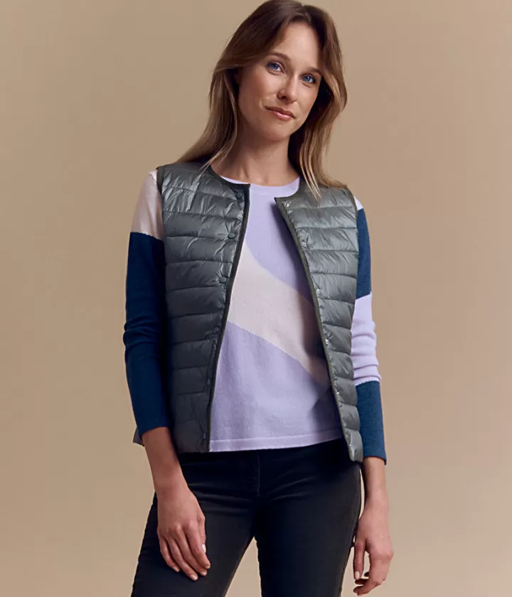 Vestes & Manteaux>DEVERNOIS Doudoune sans manches Réversible Vertgarrigue