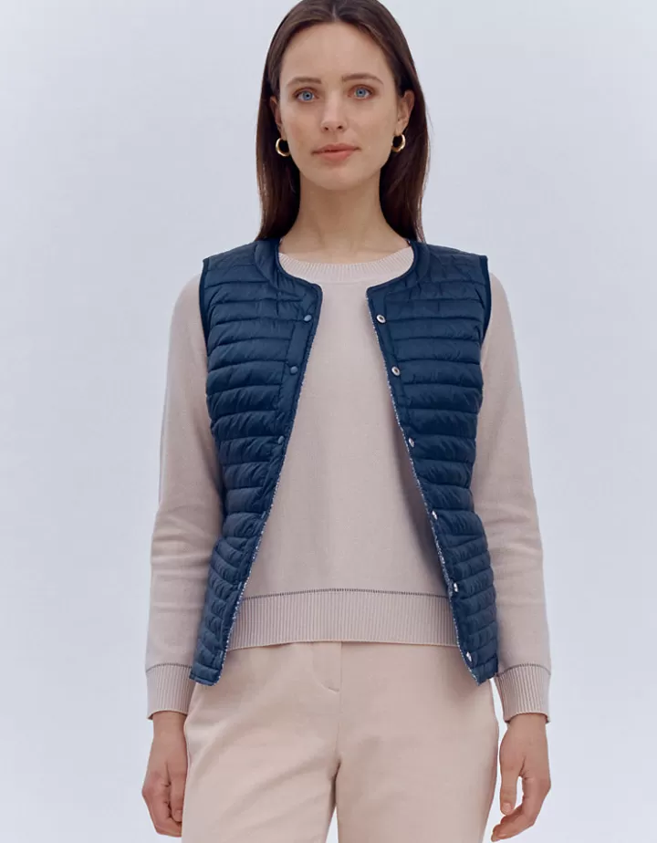 Vestes & Manteaux>DEVERNOIS Doudoune sans manches Réversible Bleujean