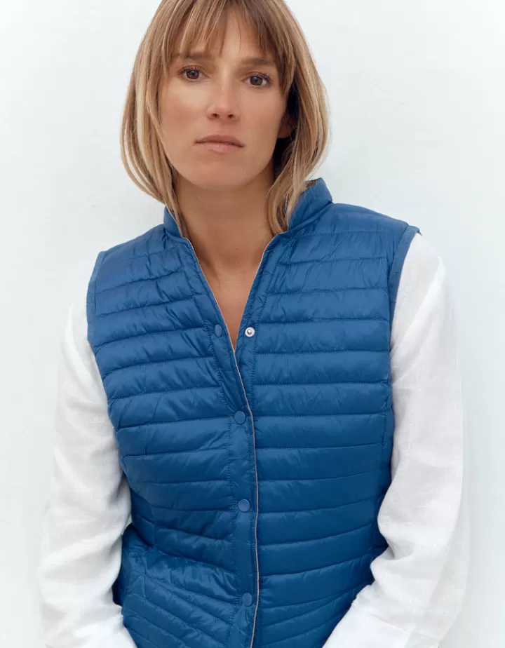 Vestes & Manteaux>DEVERNOIS Doudoune sans manches réversible En ouate Bleunavire