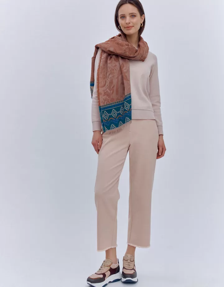 Accessoires>DEVERNOIS Echarpe à motif Tissage jacquard Marronocre