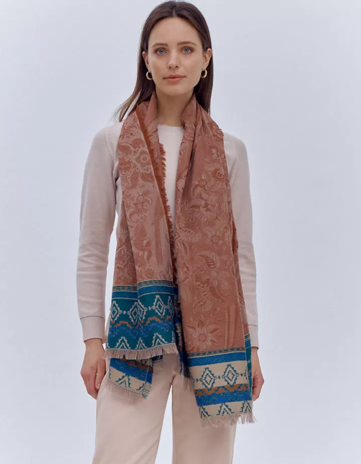 Accessoires>DEVERNOIS Echarpe à motif Tissage jacquard Marronocre