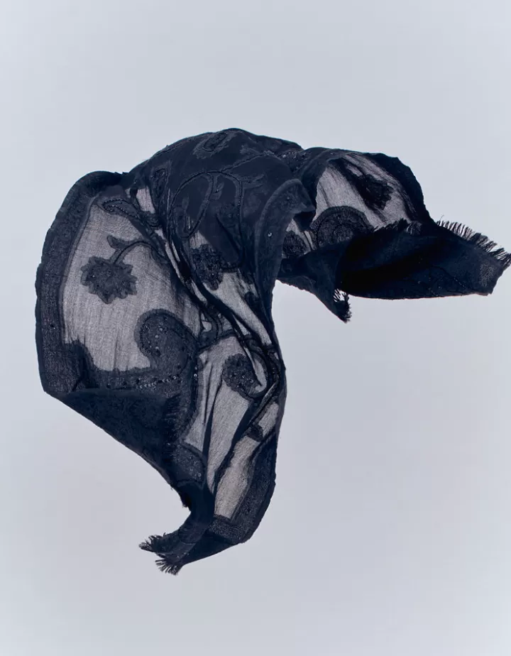 Accessoires>DEVERNOIS Echarpe brodée En laine Noir