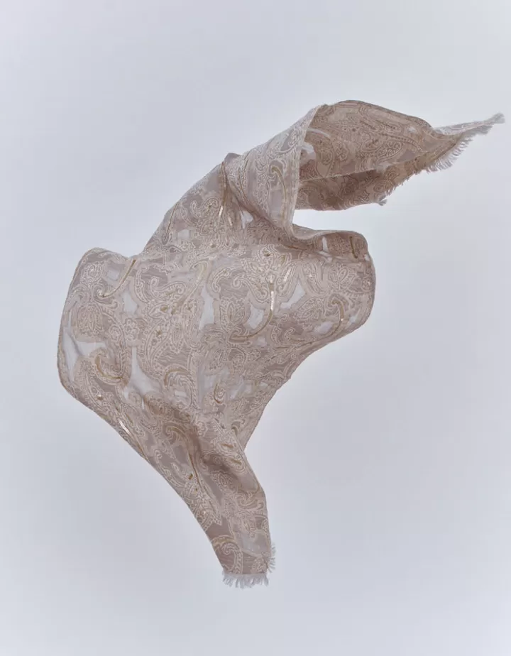 Accessoires>DEVERNOIS Echarpe brodée En laine Beige