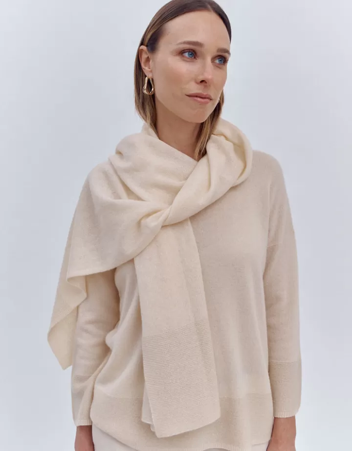 Accessoires | Maille>DEVERNOIS Echarpe En cachemire Beigecoquille