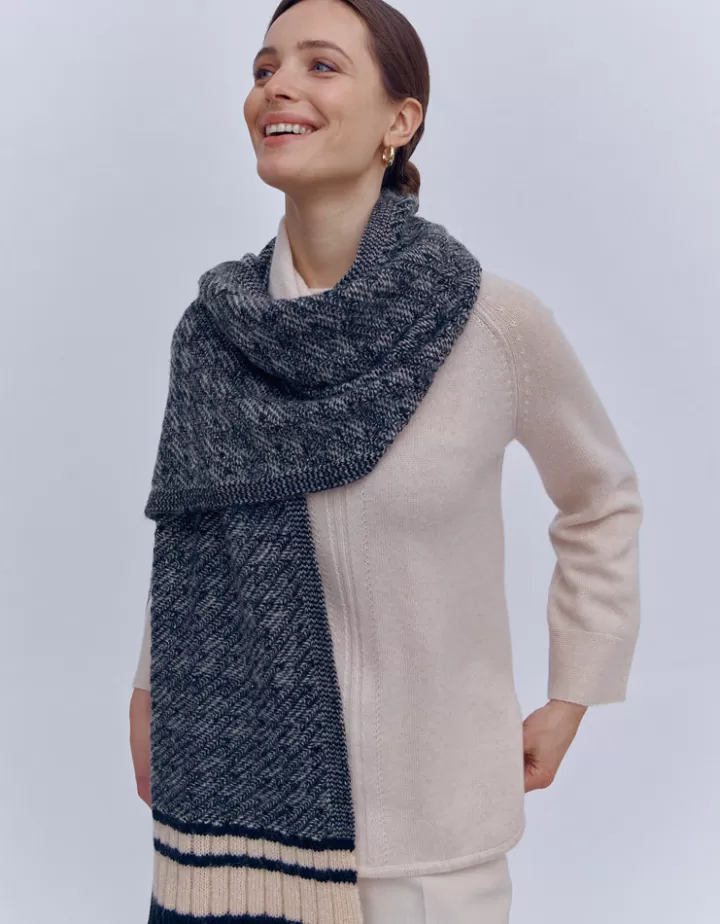 Accessoires | Maille>DEVERNOIS Echarpe en laine et alpaga Made in France Noir