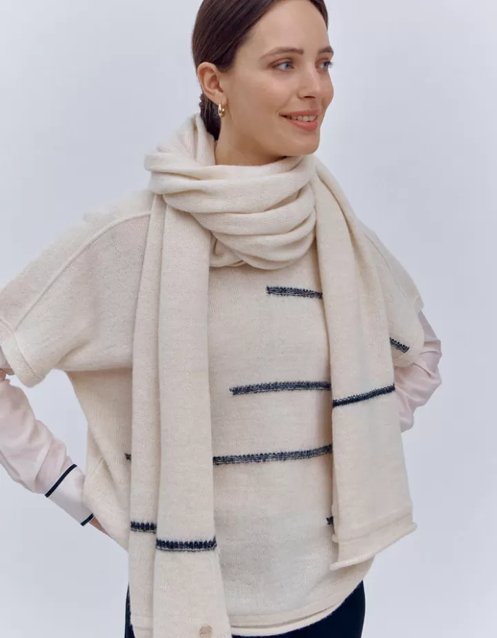 Accessoires | Maille>DEVERNOIS Echarpe en laine et alpaga Made in France Blanccasse
