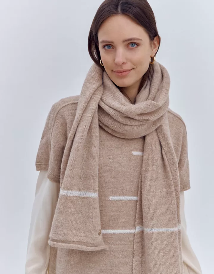 Accessoires | Maille>DEVERNOIS Echarpe en laine et alpaga Made in France Beige