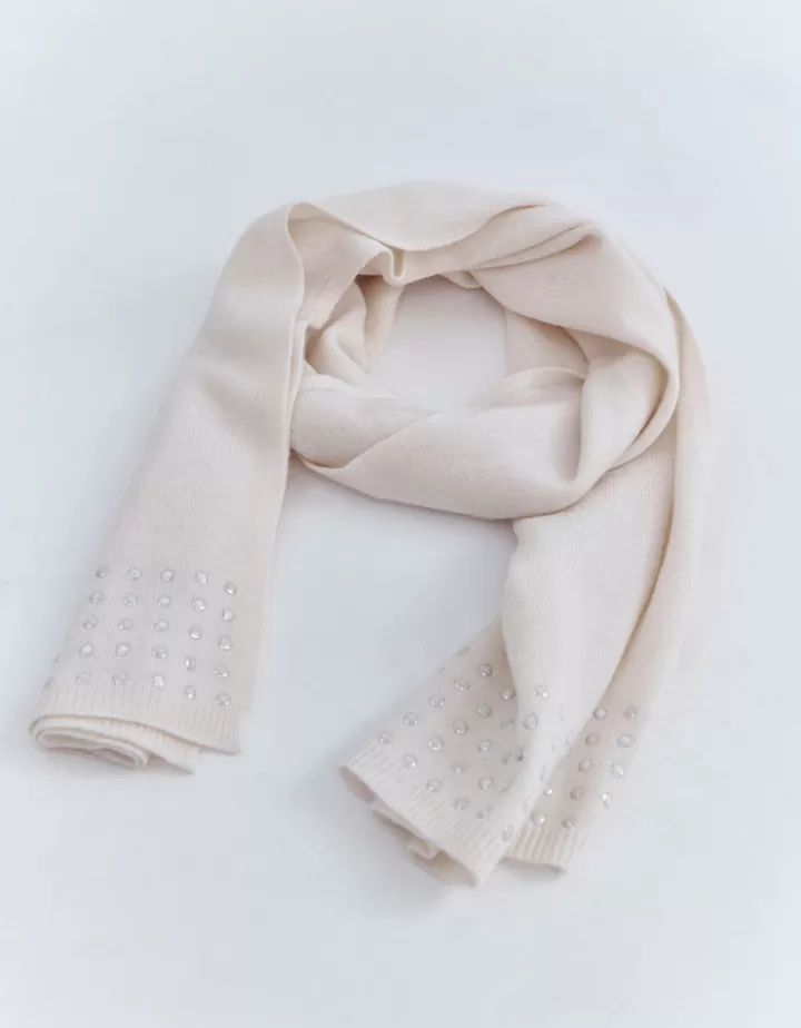 Accessoires | Maille>DEVERNOIS Echarpe en laine et cachemire Détails clous Beigechampagne
