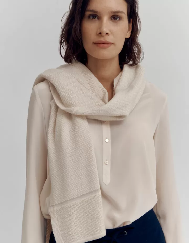 Accessoires | Maille>DEVERNOIS Echarpe en laine Made in France Beige