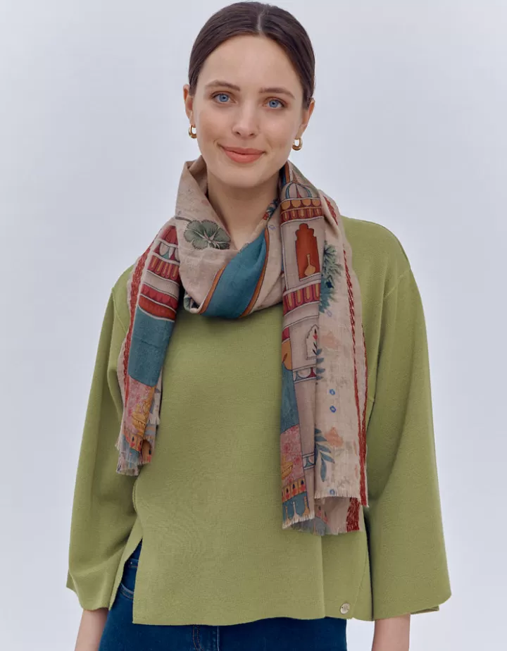 Accessoires>DEVERNOIS Echarpe imprimée En laine Beige