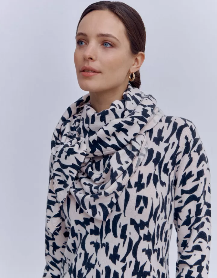 Accessoires>DEVERNOIS Echarpe imprimée En laine et cachemire Blanccasse