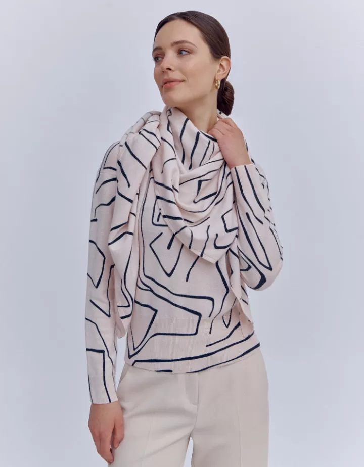 Accessoires>DEVERNOIS Echarpe imprimée En laine et cachemire Blanccasse