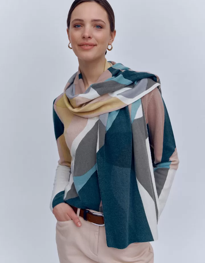 Accessoires>DEVERNOIS Echarpe imprimée En laine et cachemire Marronkaki