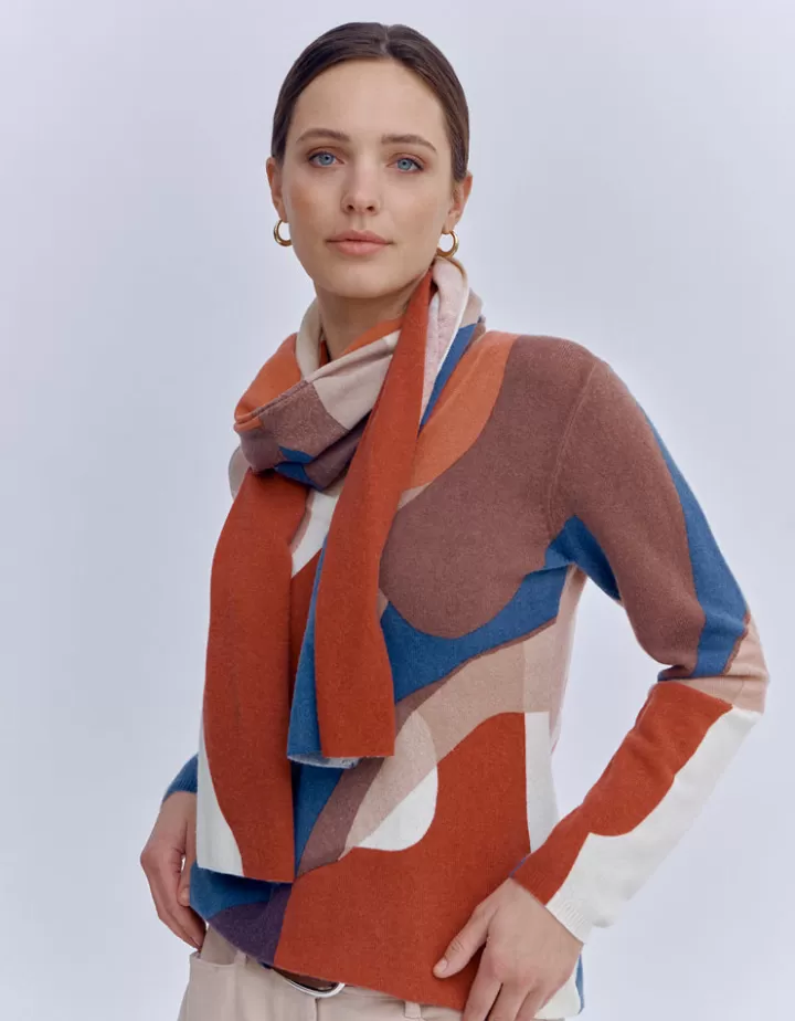 Accessoires>DEVERNOIS Echarpe imprimée En laine et cachemire Marronocre