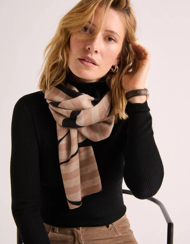 Accessoires>DEVERNOIS Echarpe imprimée En laine et cachemire Marron