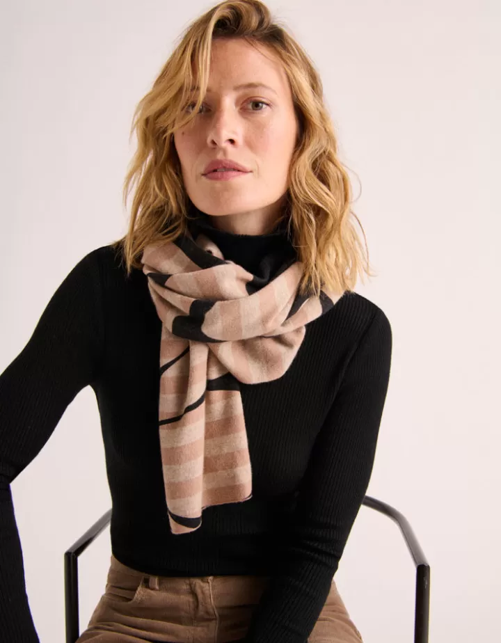 Accessoires>DEVERNOIS Echarpe imprimée En laine et cachemire Marron