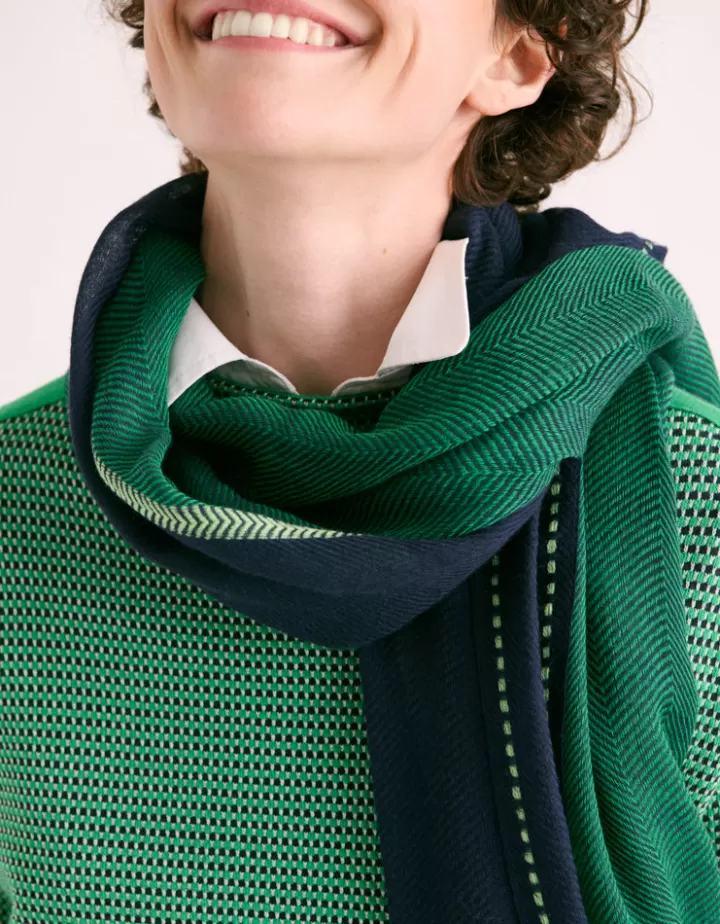 Accessoires>DEVERNOIS Echarpe imprimée En laine et coton Vertfonce