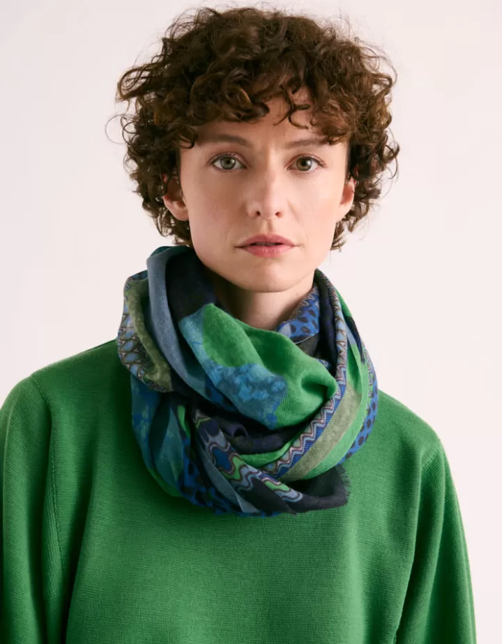 Accessoires>DEVERNOIS Echarpe imprimée En modal Bleumarine