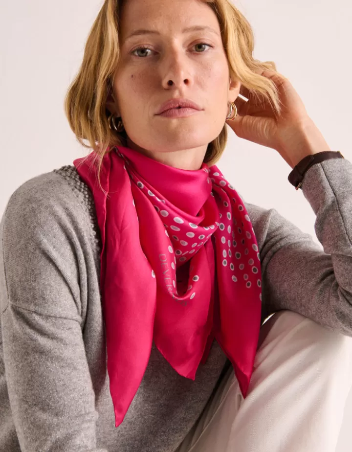 Accessoires>DEVERNOIS Echarpe imprimée En twill de soie Rose