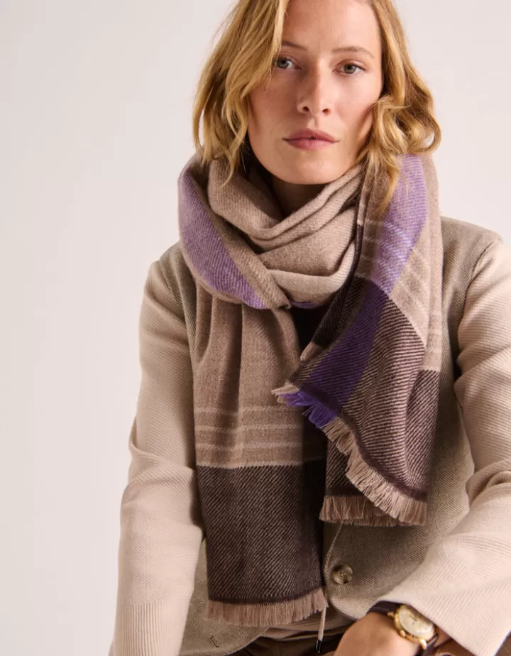 Accessoires>DEVERNOIS Echarpe jacquard En laine Beige