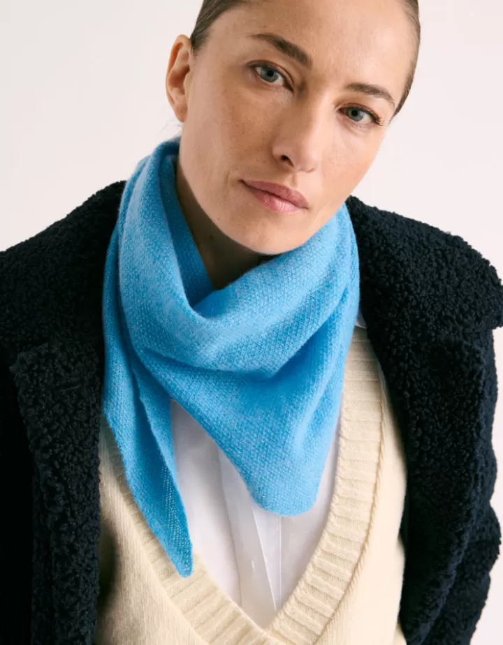 Accessoires>DEVERNOIS Echarpe triangulaire En cachemire Bleuatlantique