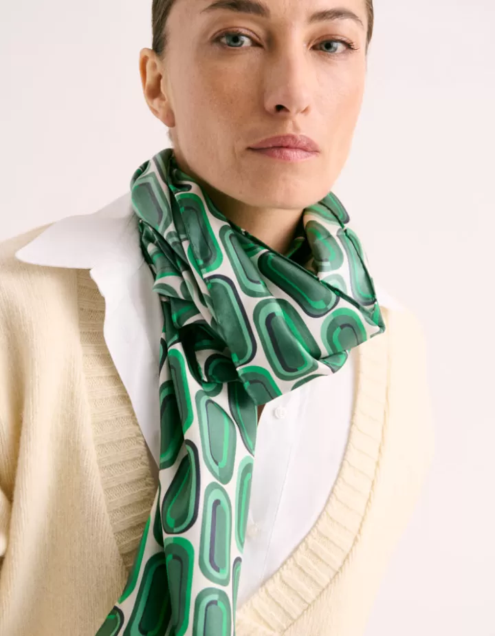 Accessoires>DEVERNOIS Etole imprimée En twill de soie Vertfonce