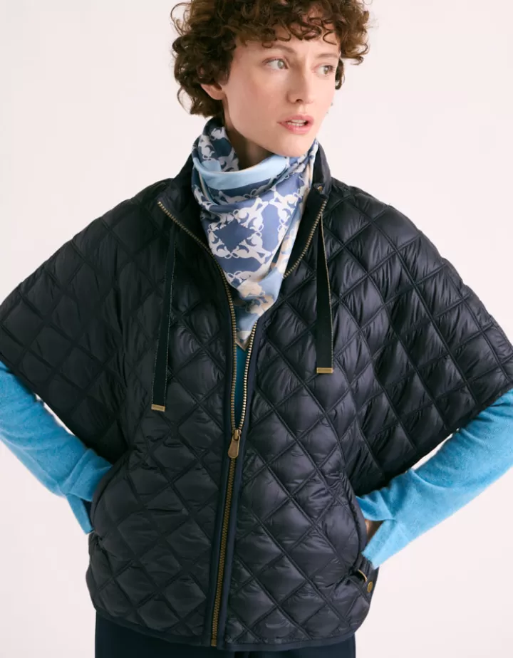 Accessoires>DEVERNOIS Etole imprimée En twill de soie Bleumarine