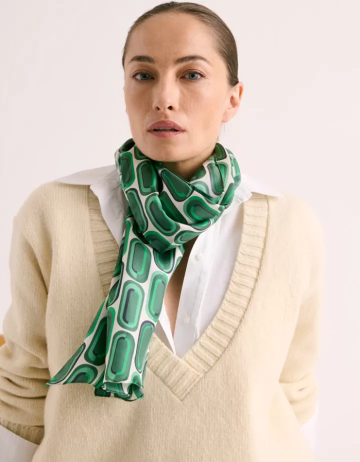 Accessoires>DEVERNOIS Etole imprimée En twill de soie Vertfonce