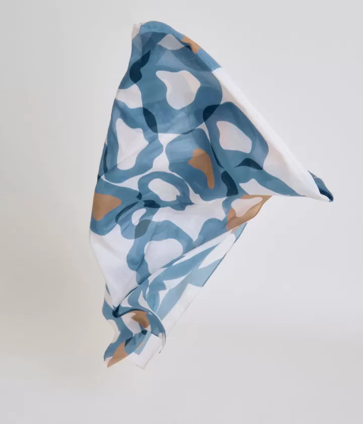 Accessoires>DEVERNOIS Foulard imprimé En coton et soie Ecru