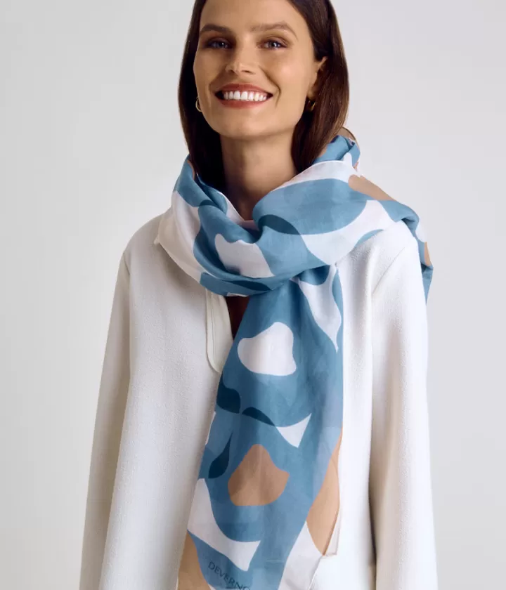 Accessoires>DEVERNOIS Foulard imprimé En coton et soie Ecru