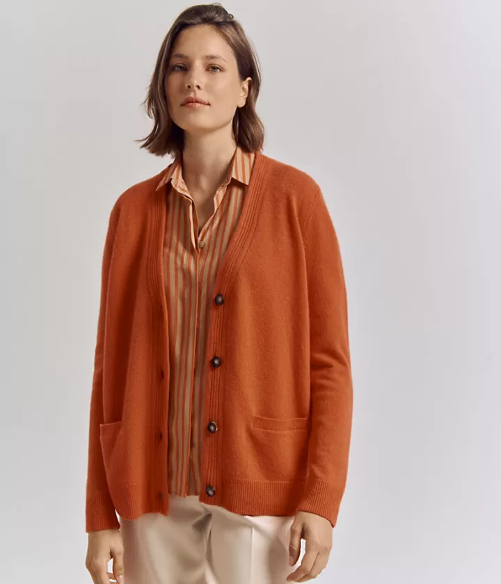 Maille>DEVERNOIS Gilet 100% Cachemire Orangebrique