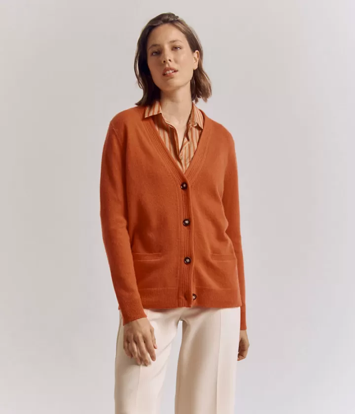 Maille>DEVERNOIS Gilet 100% Cachemire Orangebrique