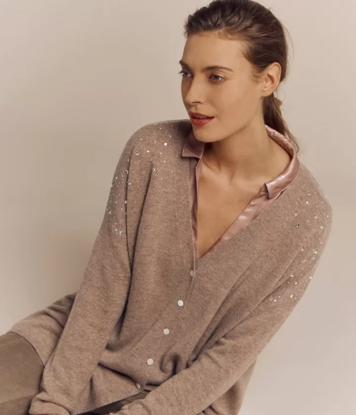 Maille>DEVERNOIS Gilet ample En laine et cachemire Beigeantilope