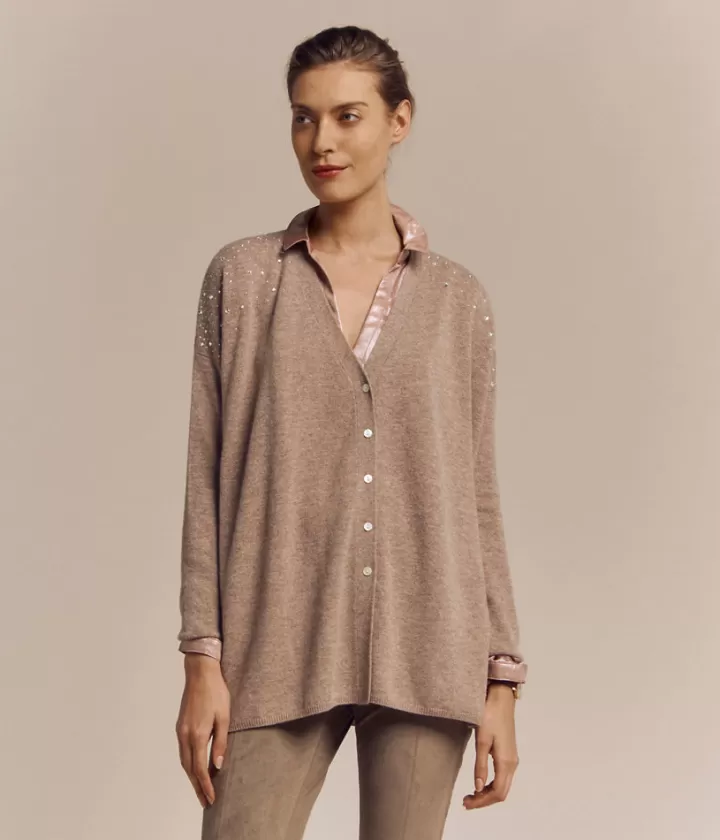 Maille>DEVERNOIS Gilet ample En laine et cachemire Beigeantilope